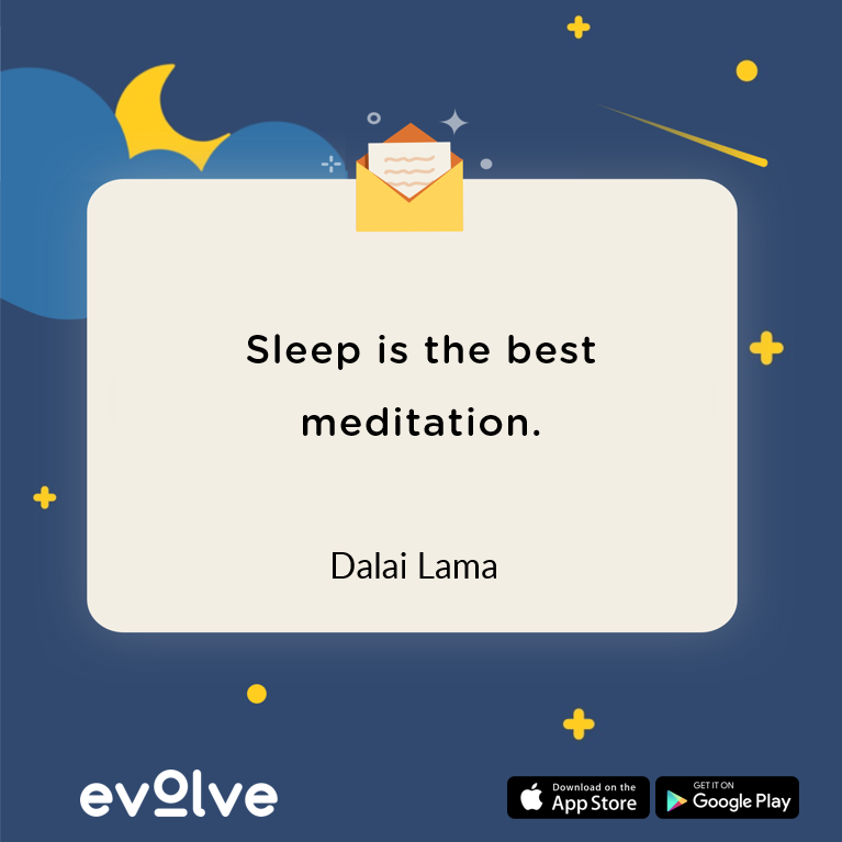 An inspiring quote on sleep and meditation by Dalai Lama.