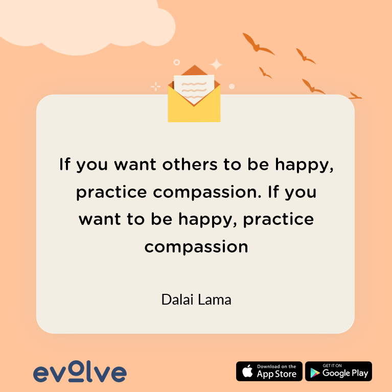 A quote on happiness and compassion by Dalai Lama.